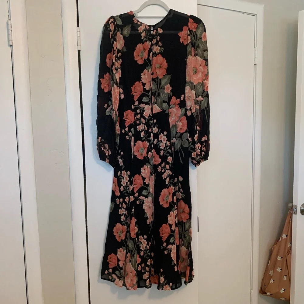 Reformation Luanne Midi in Louise Black Floral - Sz 2 - Picture 6 of 7